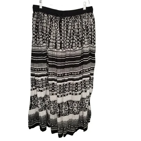 UNITi Size L to XXL Skirt Rayon BoHo Maxi Stretch Drawstring Waist Floral Print - Picture 1 of 5